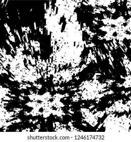 Grunge overlay layer. Abstract black and white vector background. Monochrome vintage surface with dirty pattern in cracks, spots, dots. Old painted wall in dark horror style design