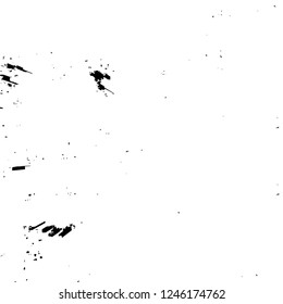 Grunge overlay layer. Abstract black and white vector background. Monochrome vintage surface with dirty pattern in cracks, spots, dots. Old painted wall in dark horror style design