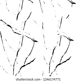 Grunge overlay layer. Abstract black and white vector background. Monochrome vintage surface with dirty pattern in cracks, spots, dots. Old painted wall in dark horror style design