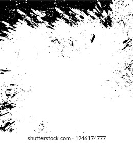 Grunge overlay layer. Abstract black and white vector background. Monochrome vintage surface with dirty pattern in cracks, spots, dots. Old painted wall in dark horror style design