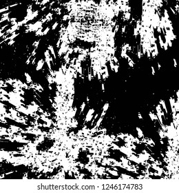 Grunge overlay layer. Abstract black and white vector background. Monochrome vintage surface with dirty pattern in cracks, spots, dots. Old painted wall in dark horror style design