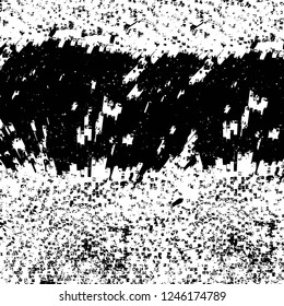 Grunge overlay layer. Abstract black and white vector background. Monochrome vintage surface with dirty pattern in cracks, spots, dots. Old painted wall in dark horror style design