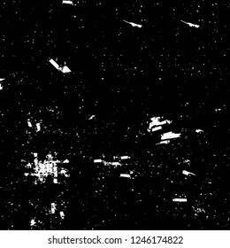 Grunge overlay layer. Abstract black and white vector background. Monochrome vintage surface with dirty pattern in cracks, spots, dots. Old painted wall in dark horror style design