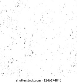 Grunge overlay layer. Abstract black and white vector background. Monochrome vintage surface with dirty pattern in cracks, spots, dots. Old painted wall in dark horror style design
