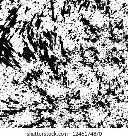 Grunge overlay layer. Abstract black and white vector background. Monochrome vintage surface with dirty pattern in cracks, spots, dots. Old painted wall in dark horror style design