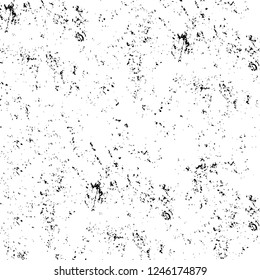 Grunge overlay layer. Abstract black and white vector background. Monochrome vintage surface with dirty pattern in cracks, spots, dots. Old painted wall in dark horror style design