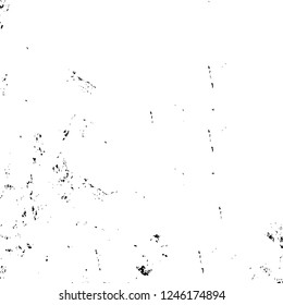Grunge overlay layer. Abstract black and white vector background. Monochrome vintage surface with dirty pattern in cracks, spots, dots. Old painted wall in dark horror style design