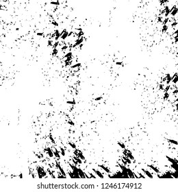 Grunge overlay layer. Abstract black and white vector background. Monochrome vintage surface with dirty pattern in cracks, spots, dots. Old painted wall in dark horror style design