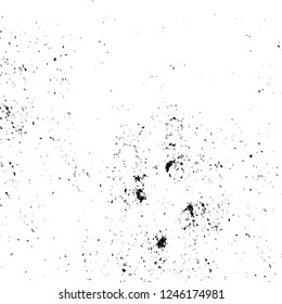 Grunge overlay layer. Abstract black and white vector background. Monochrome vintage surface with dirty pattern in cracks, spots, dots. Old painted wall in dark horror style design