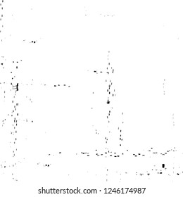 Grunge overlay layer. Abstract black and white vector background. Monochrome vintage surface with dirty pattern in cracks, spots, dots. Old painted wall in dark horror style design