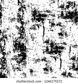 Grunge overlay layer. Abstract black and white vector background. Monochrome vintage surface with dirty pattern in cracks, spots, dots. Old painted wall in dark horror style design