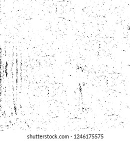 Grunge overlay layer. Abstract black and white vector background. Monochrome vintage surface with dirty pattern in cracks, spots, dots. Old painted wall in dark horror style design