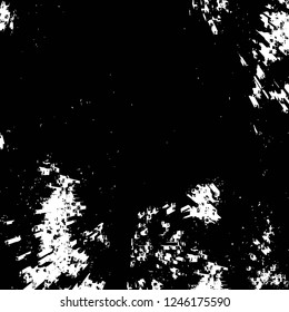 Grunge overlay layer. Abstract black and white vector background. Monochrome vintage surface with dirty pattern in cracks, spots, dots. Old painted wall in dark horror style design