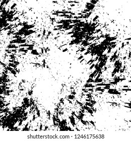 Grunge overlay layer. Abstract black and white vector background. Monochrome vintage surface with dirty pattern in cracks, spots, dots. Old painted wall in dark horror style design