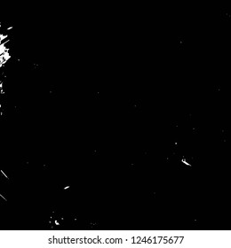 Grunge overlay layer. Abstract black and white vector background. Monochrome vintage surface with dirty pattern in cracks, spots, dots. Old painted wall in dark horror style design