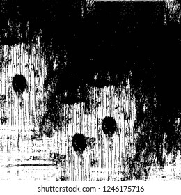 Grunge overlay layer. Abstract black and white vector background. Monochrome vintage surface with dirty pattern in cracks, spots, dots. Old painted wall in dark horror style design