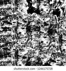 Grunge overlay layer. Abstract black and white vector background. Monochrome vintage surface with dirty pattern in cracks, spots, dots. Old painted wall in dark horror style design
