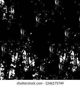 Grunge overlay layer. Abstract black and white vector background. Monochrome vintage surface with dirty pattern in cracks, spots, dots. Old painted wall in dark horror style design