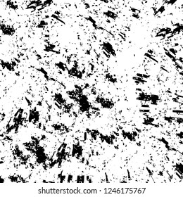 Grunge overlay layer. Abstract black and white vector background. Monochrome vintage surface with dirty pattern in cracks, spots, dots. Old painted wall in dark horror style design