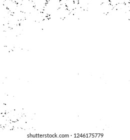Grunge overlay layer. Abstract black and white vector background. Monochrome vintage surface with dirty pattern in cracks, spots, dots. Old painted wall in dark horror style design