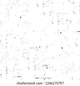Grunge overlay layer. Abstract black and white vector background. Monochrome vintage surface with dirty pattern in cracks, spots, dots. Old painted wall in dark horror style design