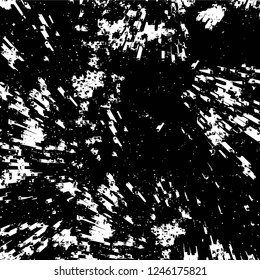 Grunge overlay layer. Abstract black and white vector background. Monochrome vintage surface with dirty pattern in cracks, spots, dots. Old painted wall in dark horror style design