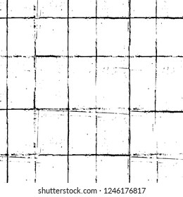 Grunge overlay layer. Abstract black and white vector background. Monochrome vintage surface with dirty pattern in cracks, spots, dots. Old painted wall in dark horror style design