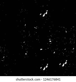 Grunge overlay layer. Abstract black and white vector background. Monochrome vintage surface with dirty pattern in cracks, spots, dots. Old painted wall in dark horror style design