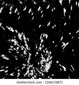 Grunge overlay layer. Abstract black and white vector background. Monochrome vintage surface with dirty pattern in cracks, spots, dots. Old painted wall in dark horror style design