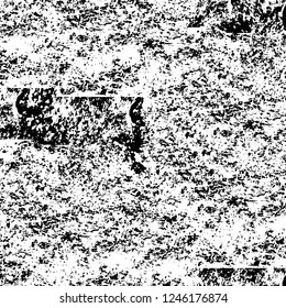 Grunge overlay layer. Abstract black and white vector background. Monochrome vintage surface with dirty pattern in cracks, spots, dots. Old painted wall in dark horror style design