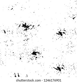 Grunge overlay layer. Abstract black and white vector background. Monochrome vintage surface with dirty pattern in cracks, spots, dots. Old painted wall in dark horror style design