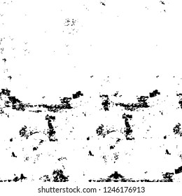 Grunge overlay layer. Abstract black and white vector background. Monochrome vintage surface with dirty pattern in cracks, spots, dots. Old painted wall in dark horror style design