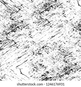Grunge overlay layer. Abstract black and white vector background. Monochrome vintage surface with dirty pattern in cracks, spots, dots. Old painted wall in dark horror style design