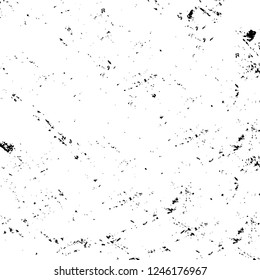 Grunge overlay layer. Abstract black and white vector background. Monochrome vintage surface with dirty pattern in cracks, spots, dots. Old painted wall in dark horror style design