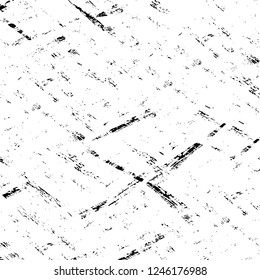 Grunge overlay layer. Abstract black and white vector background. Monochrome vintage surface with dirty pattern in cracks, spots, dots. Old painted wall in dark horror style design