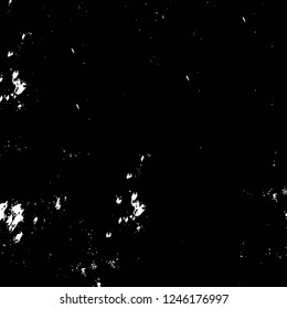 Grunge overlay layer. Abstract black and white vector background. Monochrome vintage surface with dirty pattern in cracks, spots, dots. Old painted wall in dark horror style design