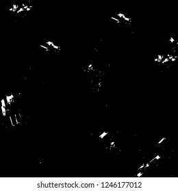 Grunge overlay layer. Abstract black and white vector background. Monochrome vintage surface with dirty pattern in cracks, spots, dots. Old painted wall in dark horror style design