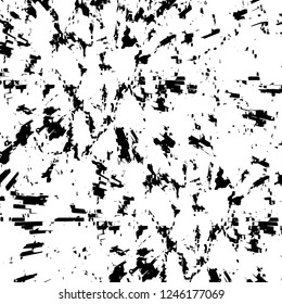 Grunge overlay layer. Abstract black and white vector background. Monochrome vintage surface with dirty pattern in cracks, spots, dots. Old painted wall in dark horror style design