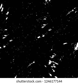 Grunge overlay layer. Abstract black and white vector background. Monochrome vintage surface with dirty pattern in cracks, spots, dots. Old painted wall in dark horror style design