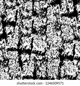 Grunge overlay layer. Abstract black and white vector background. Monochrome vintage surface with dirty pattern in cracks, spots, dots. Old painted wall in dark horror style design