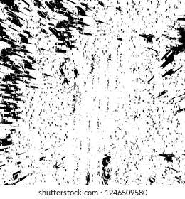 Grunge overlay layer. Abstract black and white vector background. Monochrome vintage surface with dirty pattern in cracks, spots, dots. Old painted wall in dark horror style design