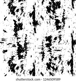 Grunge overlay layer. Abstract black and white vector background. Monochrome vintage surface with dirty pattern in cracks, spots, dots. Old painted wall in dark horror style design