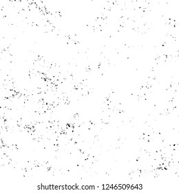 Grunge overlay layer. Abstract black and white vector background. Monochrome vintage surface with dirty pattern in cracks, spots, dots. Old painted wall in dark horror style design