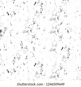 Grunge overlay layer. Abstract black and white vector background. Monochrome vintage surface with dirty pattern in cracks, spots, dots. Old painted wall in dark horror style design
