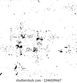 Grunge overlay layer. Abstract black and white vector background. Monochrome vintage surface with dirty pattern in cracks, spots, dots. Old painted wall in dark horror style design
