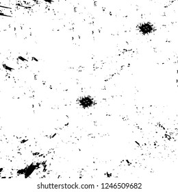 Grunge overlay layer. Abstract black and white vector background. Monochrome vintage surface with dirty pattern in cracks, spots, dots. Old painted wall in dark horror style design