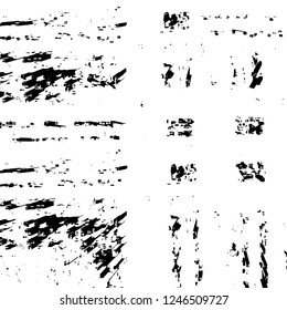 Grunge overlay layer. Abstract black and white vector background. Monochrome vintage surface with dirty pattern in cracks, spots, dots. Old painted wall in dark horror style design