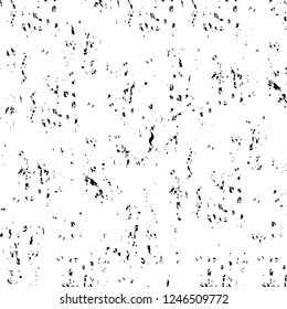Grunge overlay layer. Abstract black and white vector background. Monochrome vintage surface with dirty pattern in cracks, spots, dots. Old painted wall in dark horror style design