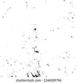 Grunge overlay layer. Abstract black and white vector background. Monochrome vintage surface with dirty pattern in cracks, spots, dots. Old painted wall in dark horror style design