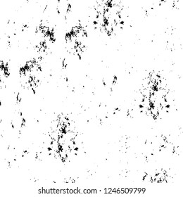 Grunge overlay layer. Abstract black and white vector background. Monochrome vintage surface with dirty pattern in cracks, spots, dots. Old painted wall in dark horror style design